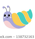 Cute cartoon snail. Design for children. Vector illustration in a flat style, isolated on a white background 138732163