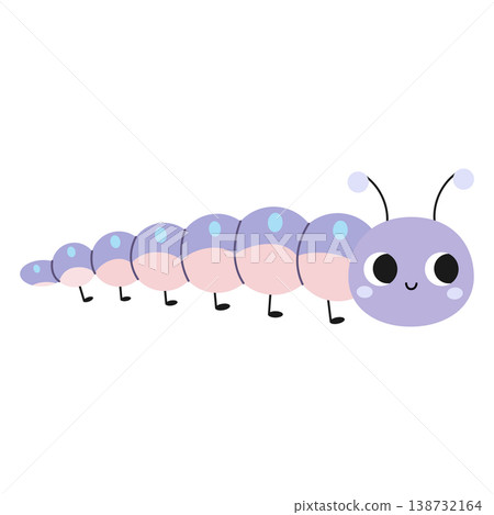 Cute cartoon caterpillar. Design for children. Vector illustration in a flat style, isolated on a white background 138732164