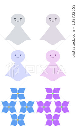 Set of teru teru bozu (weather doll) and hydrangea 138732555