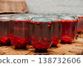 Canned cherry compotes. Freshly prepared. The jars must be turned over 138732606