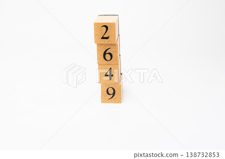 A four-digit number represented by wooden blocks; a simple numerical image resource. 138732853