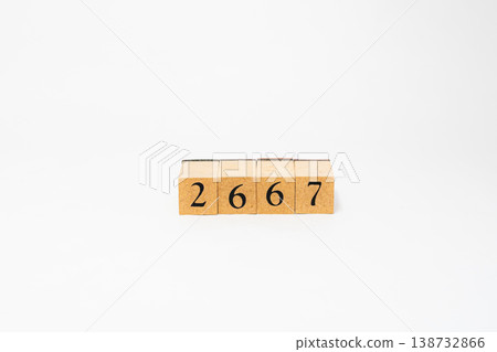 A four-digit number represented by wooden blocks; a simple numerical image resource. 138732866
