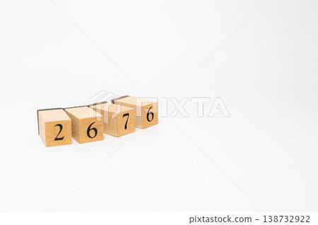 A four-digit number represented by wooden blocks; a simple numerical image resource. 138732922