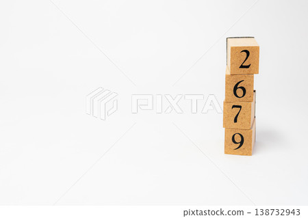 A four-digit number represented by wooden blocks; a simple numerical image resource. 138732943