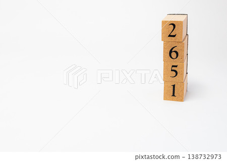 A four-digit number represented by wooden blocks; a simple numerical image resource. 138732973