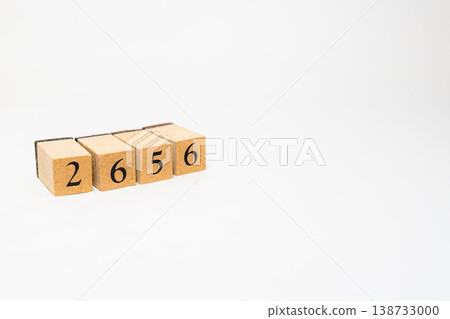A four-digit number represented by wooden blocks; a simple numerical image resource. 138733000