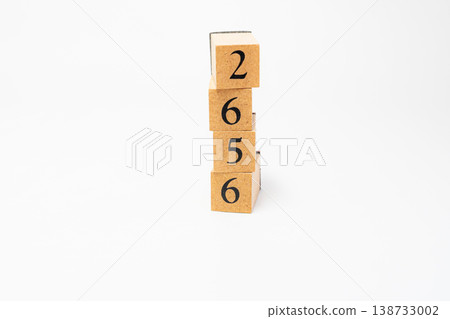 A four-digit number represented by wooden blocks; a simple numerical image resource. 138733002