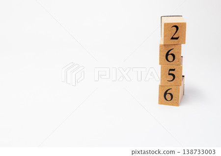 A four-digit number represented by wooden blocks; a simple numerical image resource. 138733003