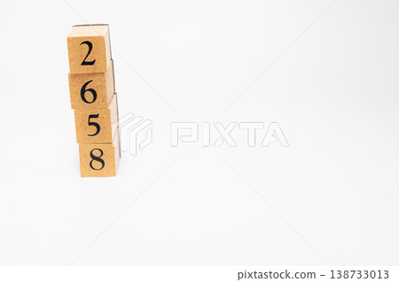 A four-digit number represented by wooden blocks; a simple numerical image resource. 138733013