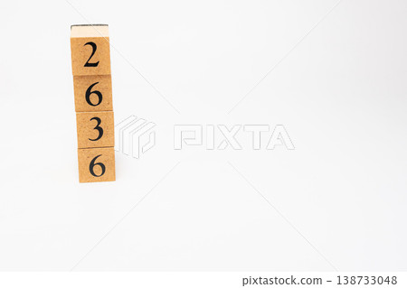 A four-digit number represented by wooden blocks; a simple numerical image resource. 138733048