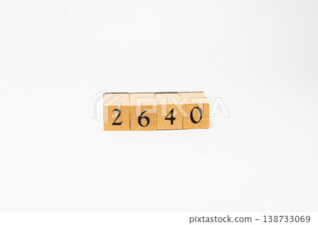 A four-digit number represented by wooden blocks; a simple numerical image resource. 138733069