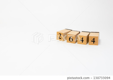 A four-digit number represented by wooden blocks; a simple numerical image resource. 138733094