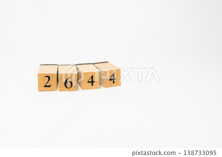 A four-digit number represented by wooden blocks; a simple numerical image resource. 138733095