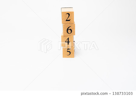 A four-digit number represented by wooden blocks; a simple numerical image resource. 138733103
