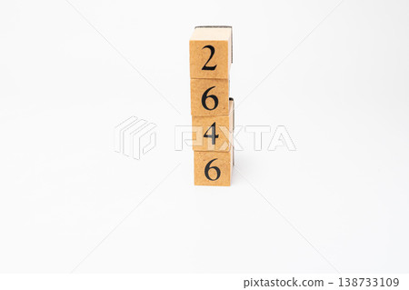 A four-digit number represented by wooden blocks; a simple numerical image resource. 138733109