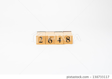 A four-digit number represented by wooden blocks; a simple numerical image resource. 138733117