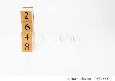A four-digit number represented by wooden blocks; a simple numerical image resource. 138733120