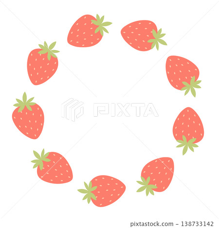 Red strawberry wreath with fresh berry frame 138733142