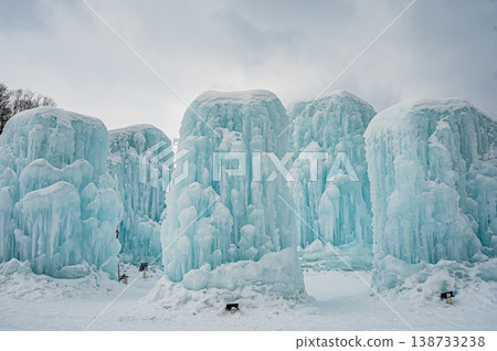 Ice sculptures at the Winter Shikotsu Lake Ice Festival in Chitose, Hokkaido. 138733238