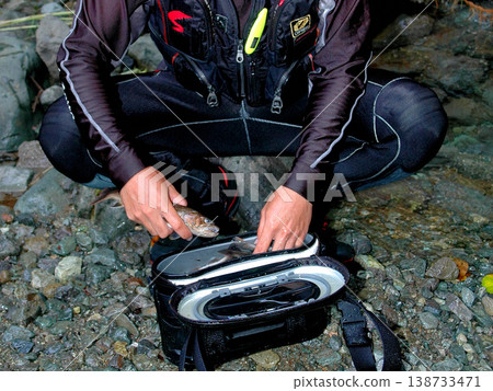 Catch of mountain stream fishing Catch of mountain stream fishing 138733471