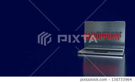 Futuristic Laptop Displaying AI Support Concept Technology Interface 3d render. 138733964