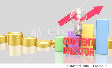 Creative Content Creator Business Growth Concept With Rising Chart 3d render. Creative Content Creator Business Growth Concept With Rising Chart 3d render. 138733968