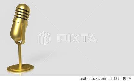 Golden Vintage Microphone Isolated On Minimal Background For Audio Concept 3d render. Golden Vintage Microphone Isolated On Minimal Background For Audio Concept 3d render. 138733969