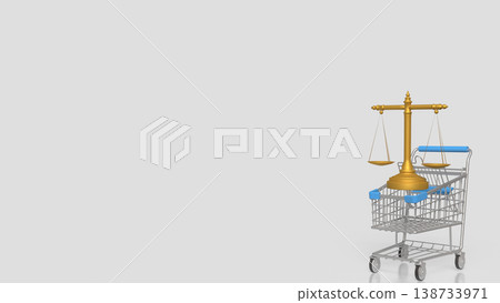 Digital Documents And Legal E commerce Concept With Shopping Cart And Balance Scale 3d render. Digital Documents And Legal E commerce Concept With Shopping Cart And Balance Scale 3d render. 138733971