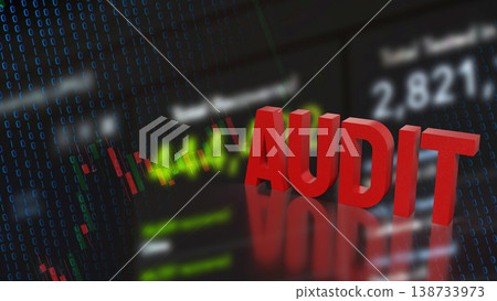 Digital Financial Audit Risk Concept with Data Visualization Background 3d render. Digital Financial Audit Risk Concept with Data Visualization Background 3d render. 138733973