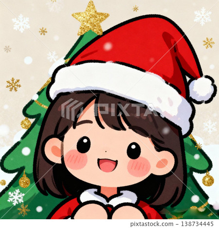 在聖誕節扮演聖誕老人的女孩 138734445