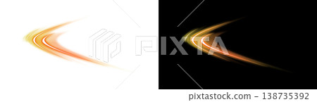 Orange light trails, abstract background, transparent background, black background 138735392