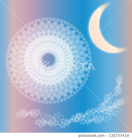 A daydream of star-patterned embroidered lace and a shining moon. 138735410