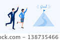 向量圖描繪了一男一女兩位商務人士朝著目標前進的情景。 138735466