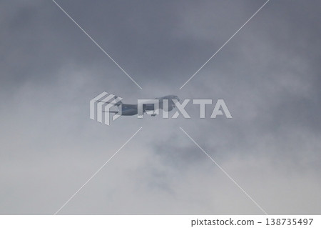 A passenger plane in landing approach (overcast sky) - Image A passenger plane in landing approach (overcast sky) - Image 138735497