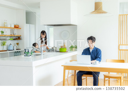 Young families working remotely Young families working remotely 138735502