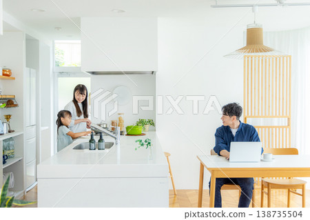 Young families working remotely Young families working remotely 138735504