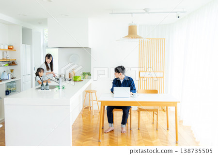 Young families working remotely Young families working remotely 138735505