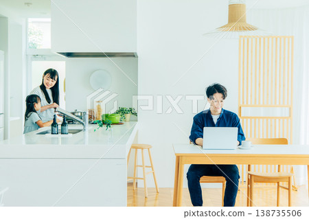 Young families working remotely Young families working remotely 138735506