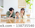 一個在客廳裡放鬆的年輕家庭 138735540