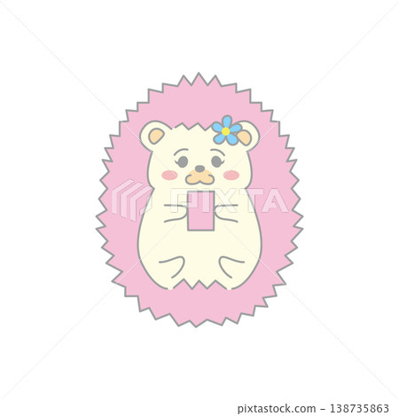 Illustration of a hedgehog looking at a smartphone Illustration of a hedgehog looking at a smartphone 138735863