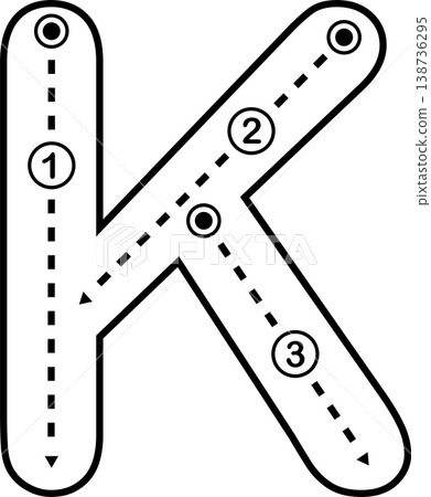 Letter K Tracing Worksheet for Kids, Black and White Alphabet Handwriting Practice Letter K Tracing Worksheet for Kids, Black and White Alphabet Handwriting Practice 138736295