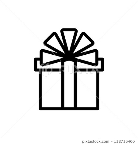 Monochrome line art icon of a gift box - Simple material 01 Monochrome line art icon of a gift box - Simple material 01 138736400