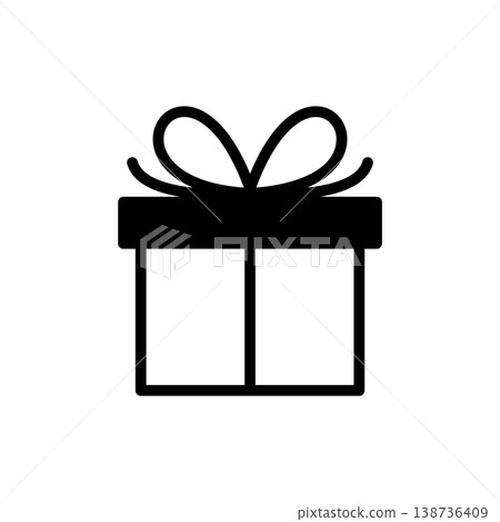Monochrome line art icon of a gift box - Simple material #10 Monochrome line art icon of a gift box - Simple material #10 138736409