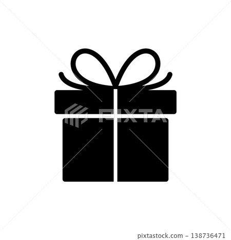 Monochrome line art icon of a gift box - Simple material #12 138736471