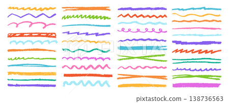 Chalk crayon highlight set hand drawn scribbles zigzags underlines brush strokes note handwritten Chalk crayon highlight set hand drawn scribbles zigzags underlines brush strokes note handwritten 138736563
