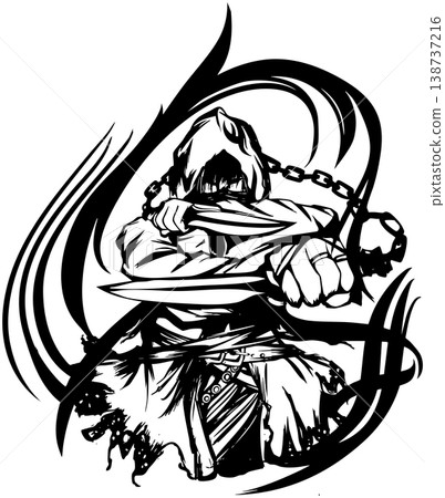 持刀刺客刺青設計 - 線稿/角色插畫 138737216