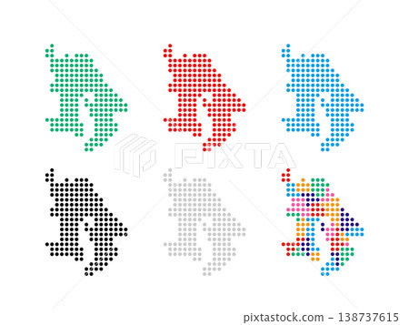 Pixel art map of Kagoshima Prefecture - Circle Dot - 02 Pixel art map of Kagoshima Prefecture - Circle Dot - 02 138737615