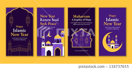 Islamic New Year Social Media Story Flat Cartoon Hand Drawn Background Template Islamic New Year Social Media Story Flat Cartoon Hand Drawn Background Template 138737655