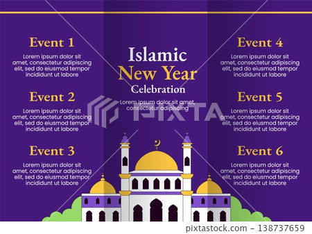 Social Media Brochure Flat Cartoon Hand Drawn Template Islamic New Year Background Social Media Brochure Flat Cartoon Hand Drawn Template Islamic New Year Background 138737659