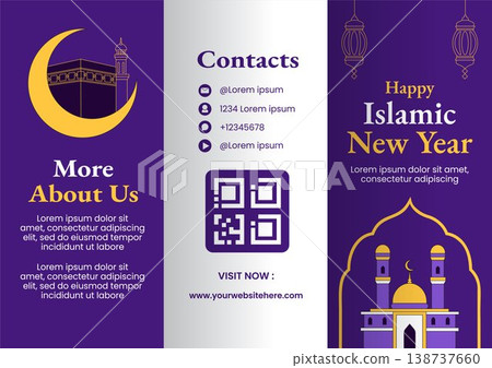 Islamic New Year Social Media Brochure Flat Cartoon Hand Drawn Illustration 138737660